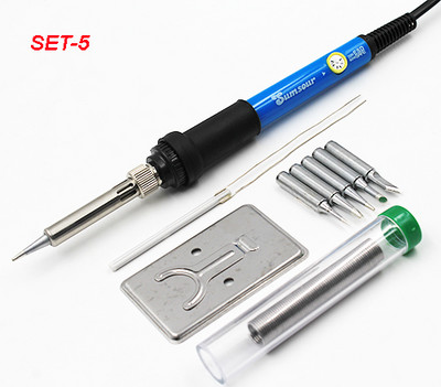 Priză UE 60W 220V 110V Temperatură reglabilă Kit fier de lipit Sfaturi Pompă de desopit Stand Pensetă Cutie de sârmă de lipit