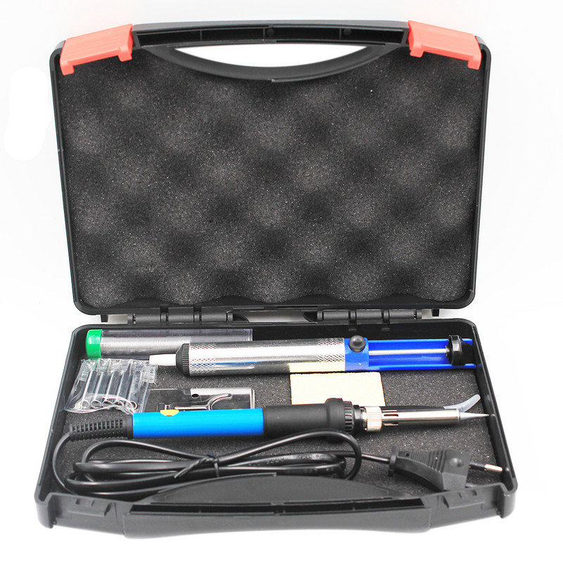 Priză UE 60W 220V 110V Temperatură reglabilă Kit fier de lipit Sfaturi Pompă de desopit Stand Pensetă Cutie de sârmă de lipit