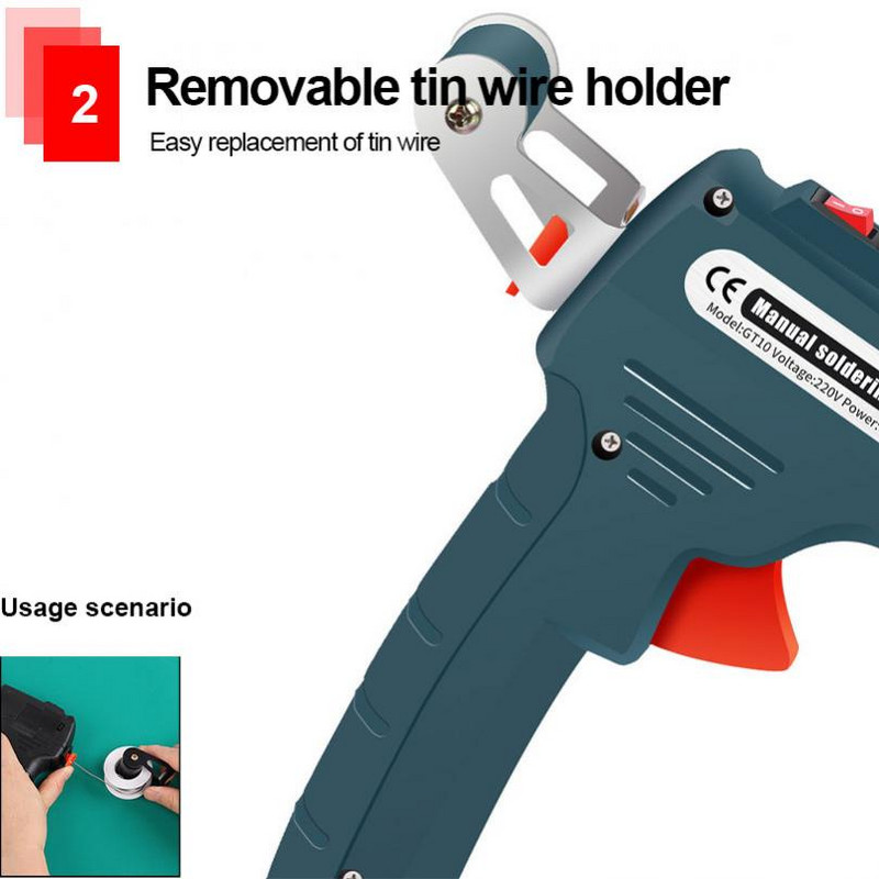 Elektromos forrasztópáka 110V/220V 60W kézi belső fűtés Automatikusan küld ónpisztolyhegesztő javítószerszámokat