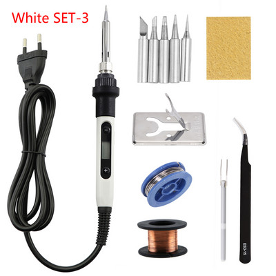 Skaitmeninis ekranas 80W elektrinis lituoklis, reguliuojama temperatūra 220V 110V lituoklis, suvirinimo remonto įrankių rinkinys EU / JAV kištukas
