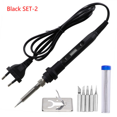 Skaitmeninis ekranas 80W elektrinis lituoklis, reguliuojama temperatūra 220V 110V lituoklis, suvirinimo remonto įrankių rinkinys EU / JAV kištukas