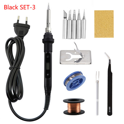 Skaitmeninis ekranas 80W elektrinis lituoklis, reguliuojama temperatūra 220V 110V lituoklis, suvirinimo remonto įrankių rinkinys EU / JAV kištukas