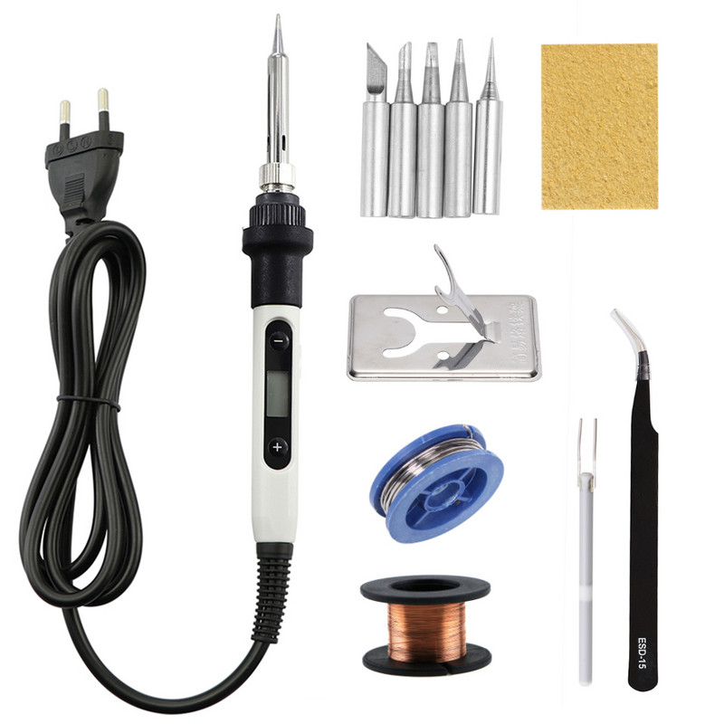 Skaitmeninis ekranas 80W elektrinis lituoklis, reguliuojama temperatūra 220V 110V lituoklis, suvirinimo remonto įrankių rinkinys EU / JAV kištukas