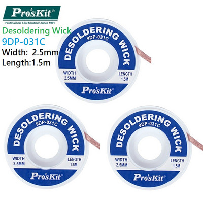 3 db márkájú Pro`sKit kiforrasztó kanóc fonat forrasztó szívó kiforrasztó szivattyú eszköz BGA forrasztó kanóc 1,5 mm 2 mm 2,5 mm