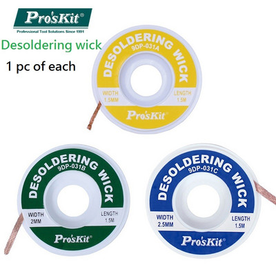 3 db márkájú Pro`sKit kiforrasztó kanóc fonat forrasztó szívó kiforrasztó szivattyú eszköz BGA forrasztó kanóc 1,5 mm 2 mm 2,5 mm