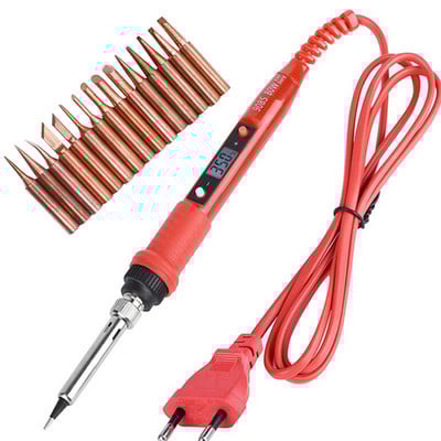 110V 220V 80W LCD Jootekolbi komplekt reguleeritava temperatuuriga jootekeevitustööriistad Keraamiline küttekeha jooteotsad 15-tüüpi vasest otsik