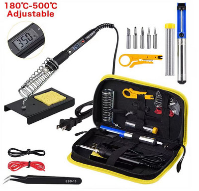 JCD Električno lemilo 80 W LCD digitalni zaslon, podesiva temperatura, vrhovi za lemljenje 220 V/110 V, alati za zavarivanje