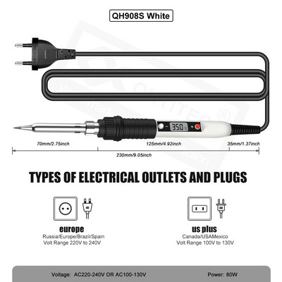 JCD Električno lemilo 80 W LCD digitalni zaslon, podesiva temperatura, vrhovi za lemljenje 220 V/110 V, alati za zavarivanje
