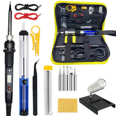 Lituoklio komplektas reguliuojama temperatūra 220V 80W LCD litavimo suvirinimo įrankiai Keraminiai šildytuvai litavimo antgaliai Litavimo siurblys