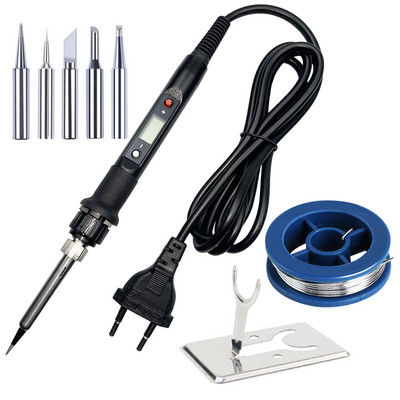 Lituoklio komplektas reguliuojama temperatūra 220V 80W LCD litavimo suvirinimo įrankiai Keraminiai šildytuvai litavimo antgaliai Litavimo siurblys