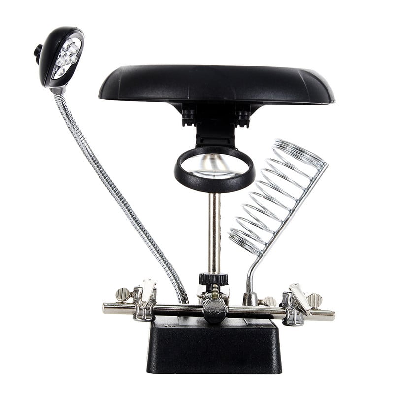 ESPLB Helping Hands trečiosios rankos lituoklio suvirinimo stovas su 5 LED klipų suvirinimo didintuvu padidinamuoju stiklu