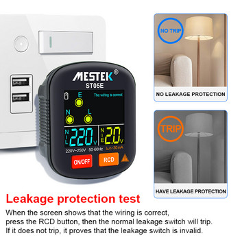 Mestek Socket Tester Outlet Tester RCD GFCI NCV Test Outlet Checker EU US UK Plug Ground Zero Line 30mA Smart Socket Detector