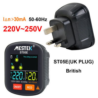 Mestek Socket Tester Outlet Tester RCD GFCI NCV Test Outlet checker EU US UK Plug Ground Zero Line 30mA Smart Socket Detector