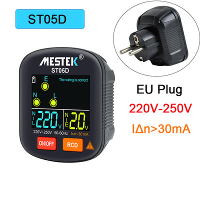 Aljzattesztelő RCD GFCI NCV Teszt Kimeneti Tesztelő Feszültségvizsgáló EU US UK Dugó Föld nulla vonal 30mA Smart Socket Detector 30-250V