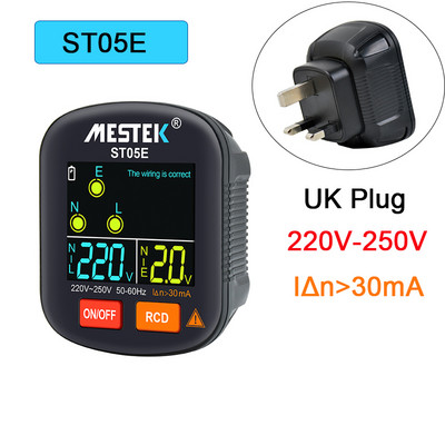 Aljzattesztelő RCD GFCI NCV Teszt Kimeneti Tesztelő Feszültségvizsgáló EU US UK Dugó Föld nulla vonal 30mA Smart Socket Detector 30-250V