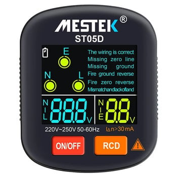 Socket Tester 30mA Outlet Checker Ground Zero Line RCD GFCI NCV Test Smart Socket Detector