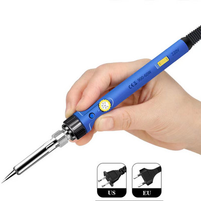 60 W-os digitális elektromos forrasztópáka készlet, hőmérséklet állítható, 220 V 110 V hegesztőszerszám kerámia fűtőtest Forrasztóhegyek átdolgozása