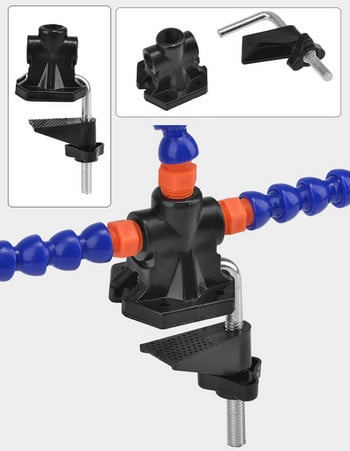 Професионален многофункционален PCB Welding 3 Гъвкави ръце Инструмент за трета ръка за RC модели Три отвора Станция за запояване Плот на маса
