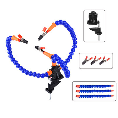 Profesionalus daugiafunkcis PCB suvirinimas 3 lanksčių rankų trečiųjų rankų įrankis, skirtas RC modeliams, trijų skylių litavimo stoties stalviršis