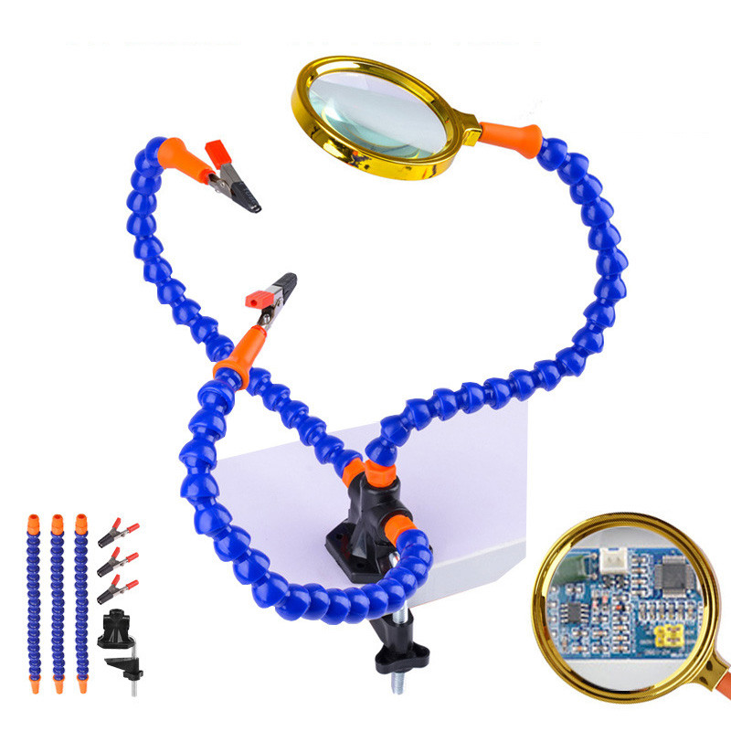 Profesionalus daugiafunkcis PCB suvirinimas 3 lanksčių rankų trečiųjų rankų įrankis, skirtas RC modeliams, trijų skylių litavimo stoties stalviršis