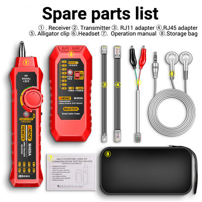 M469A viedais tīkla kabeļa testeris RJ45 RJ11 kabeļu analizators līniju meklētājs vadu izsekotājs uztvērējs tīkla rīku tīkla remonta komplekti