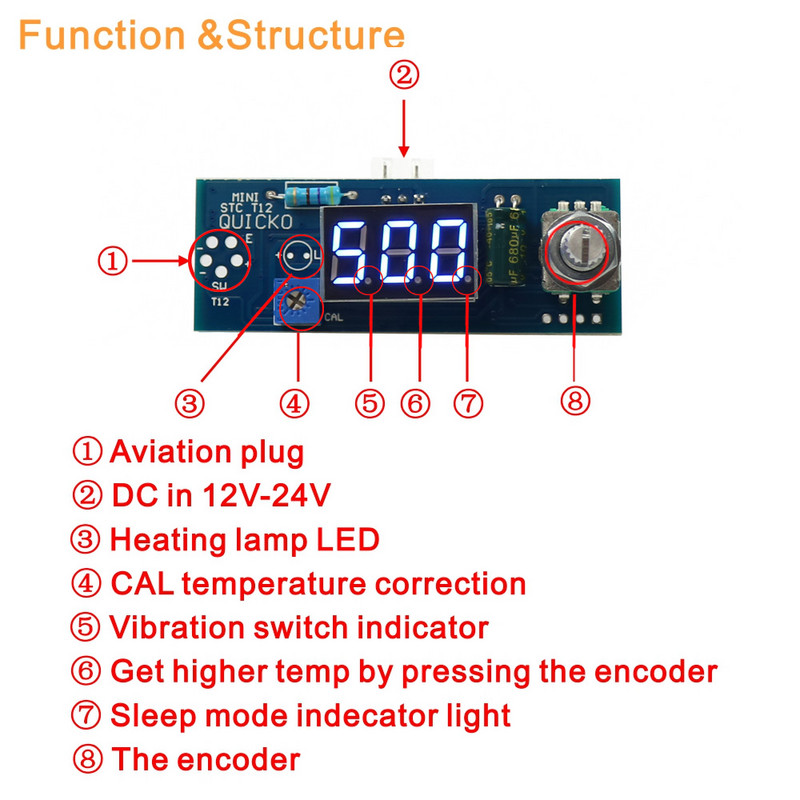 Električna jedinica Digitalna stanica za lemljenje Kompleti regulatora temperature za HAKKO T12 ručku DIY kompleti s LED vibracijskim prekidačem