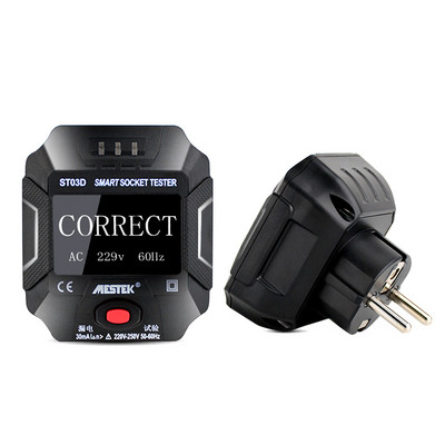 MESTEK ligzdas testeri Sprieguma pārbaudes ligzdas detektors ES/ASV/UK kontaktdakša RCD zemes nulles līnijas kontaktdakšas polaritātes fāzes pārbaudes slēdža meklētājs