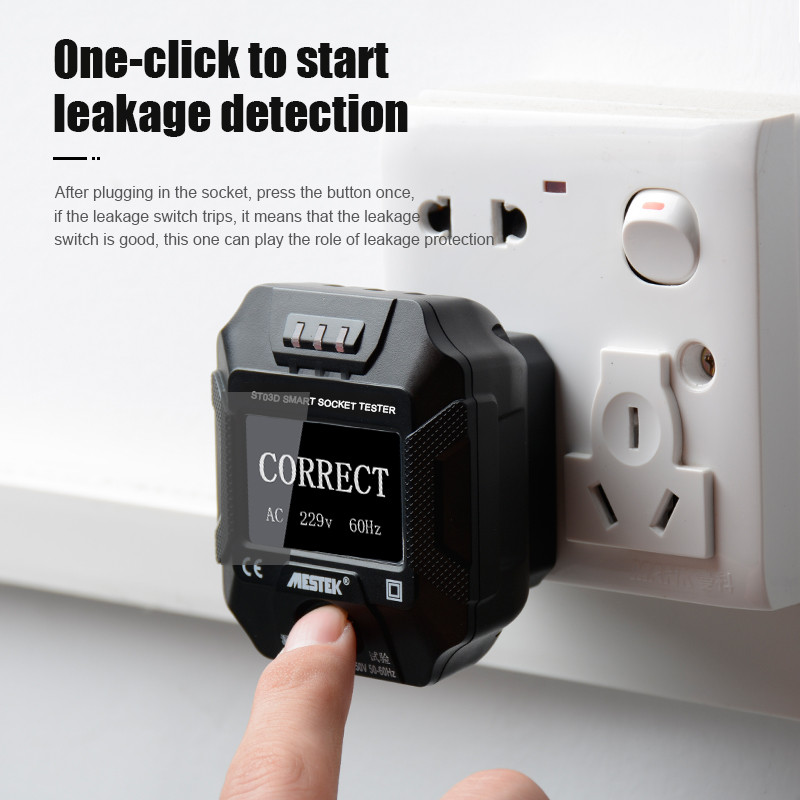 MESTEK ligzdas testeri Sprieguma pārbaudes ligzdas detektors ES/ASV/UK kontaktdakša RCD zemes nulles līnijas kontaktdakšas polaritātes fāzes pārbaudes slēdža meklētājs