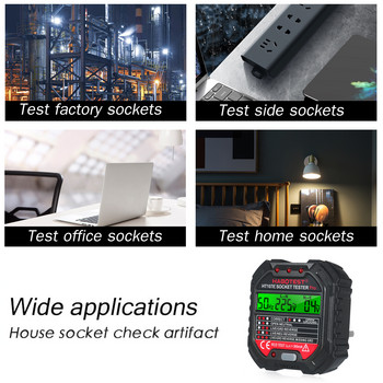 HABOTES GFCI Outlet Tester Voltage 90-250V Socket Tester Automatic Electric Circuit Polarity Voltage Detector Breaker Finder