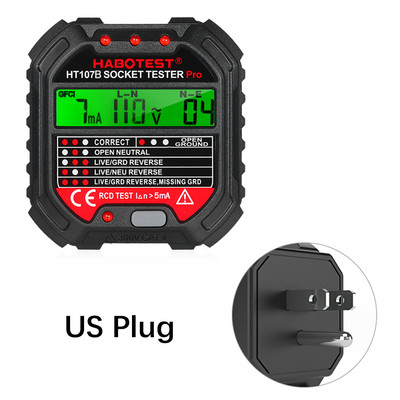 HABOTES GFCI Outlet Tester Voltage 90-250V Socket Tester Automatic Electric Circuit Polarity Voltage Detector Breaker Finder