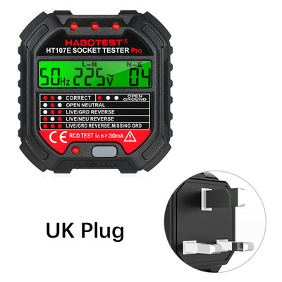 HABOTES GFCI Outlet Tester Voltage 90-250V Socket Tester Automatic Electric Circuit Polarity Voltage Detector Breaker Finder