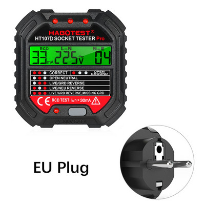 HABOTES GFCI Outlet Tester Voltage 90-250V Socket Tester Automatic Electric Circuit Polarity Voltage Detector Breaker Finder