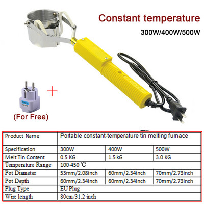 300W/400W/500W kaasaskantav jootepott-tinasulatusahi käeshoitav reguleeritava temperatuuriga jootevanni tööriist