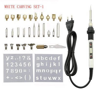 Faégető faragás pirográfia toll készlet 60W 80W, állítható hőmérsékletű forrasztópáka hegesztő fa dombornyomásos égető javító készlet