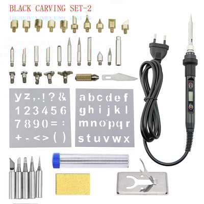 Faégető faragás pirográfia toll készlet 60W 80W, állítható hőmérsékletű forrasztópáka hegesztő fa dombornyomásos égető javító készlet