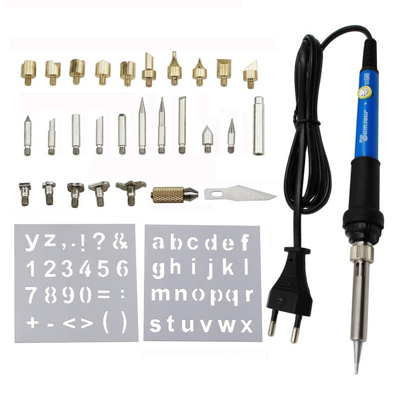 Faégető faragás pirográfia toll készlet 60W 80W, állítható hőmérsékletű forrasztópáka hegesztő fa dombornyomásos égető javító készlet