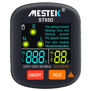 Mestek Socket Tester Outlet Tester RCD GFCI NCV Test Outlet Checker EU US UK Plug Ground Zero Line 30mA Smart Socket Detector