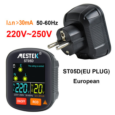 Mestek Socket Tester Outlet Tester RCD GFCI NCV Test Outlet checker EU US UK Plug Ground Zero Line 30mA Smart Socket Detector