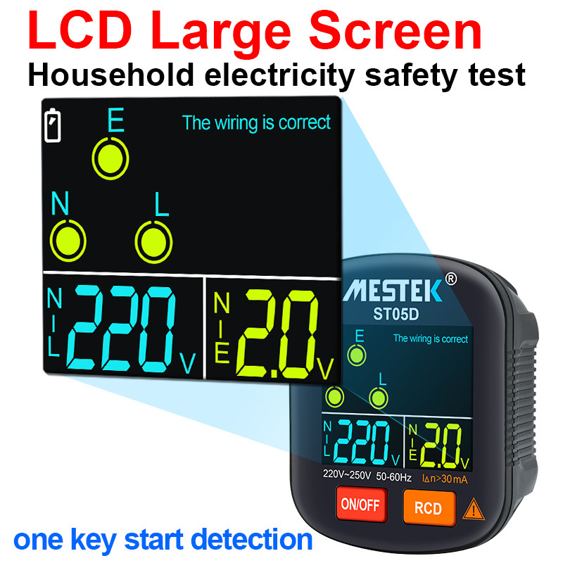 Mestek Socket Tester Outlet Tester RCD GFCI NCV Test Outlet checker EU US UK Plug Ground Zero Line 30mA Smart Socket Detector