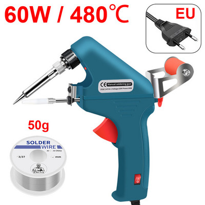 60 W-os elektronikus hegesztőpisztoly készlet belső hő segítő kézi forrasztópáka készlet, automatikus ón adagoló gép teljesítmény javítási szerszámok