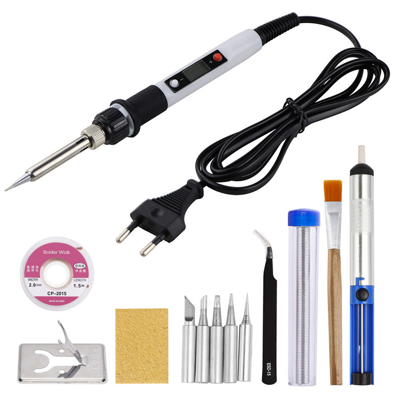 80W-os elektromos forrasztópáka LCD állítható hőmérsékletű 220V/110V forrasztószerszám forrasztójavító mobiltelefon-készlet