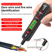 Įtampos detektoriaus rašiklis 12V išmanusis nekontaktinis testeris Rašiklio matuoklis 12V-300V srovės elektros jutiklio tikrinimo pieštukas su metaliniu NCV zondu