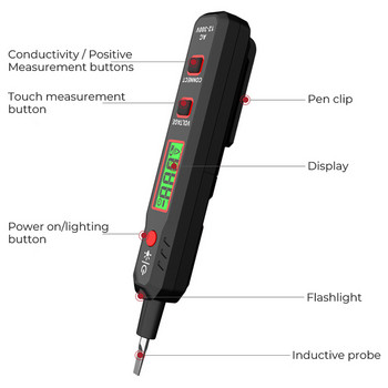 Στυλό ανιχνευτή τάσης 12V Smart Non-Contact Tester Pen Meter 12V-300V Current Electric Sensor Test Μολύβι με μεταλλικό αισθητήρα NCV