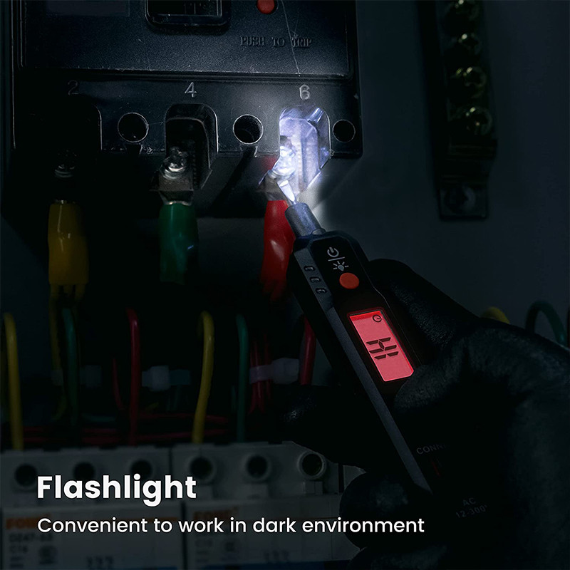 Įtampos detektoriaus rašiklis 12V išmanusis nekontaktinis testeris Rašiklio matuoklis 12V-300V srovės elektros jutiklio tikrinimo pieštukas su metaliniu NCV zondu