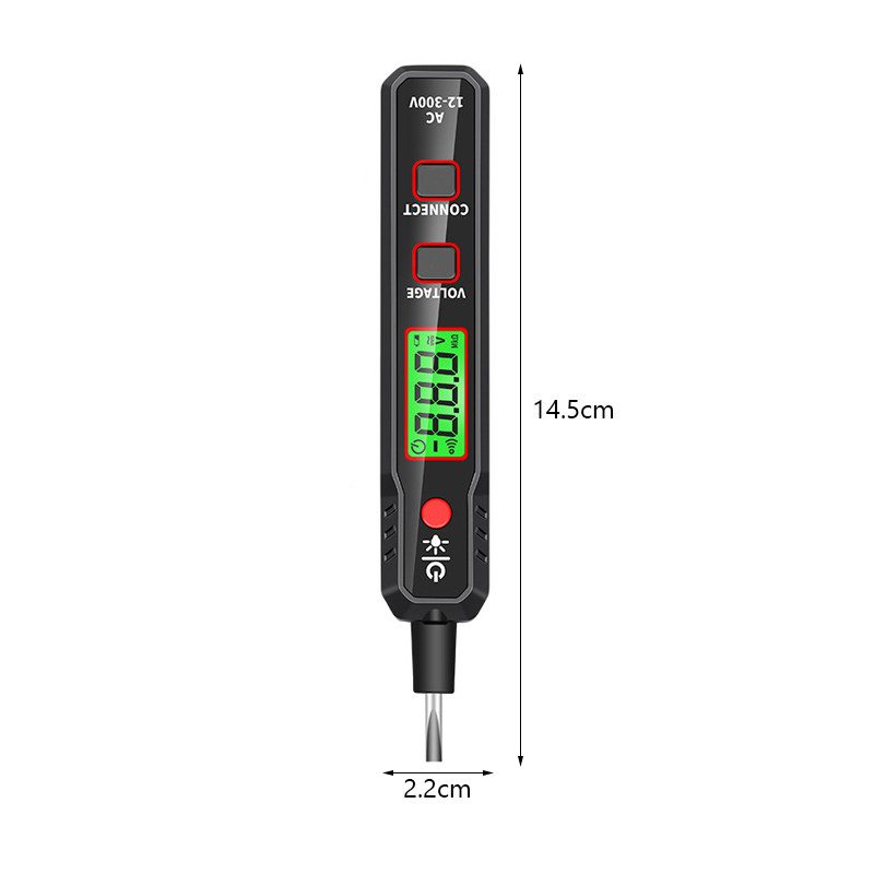 Įtampos detektoriaus rašiklis 12V išmanusis nekontaktinis testeris Rašiklio matuoklis 12V-300V srovės elektros jutiklio tikrinimo pieštukas su metaliniu NCV zondu