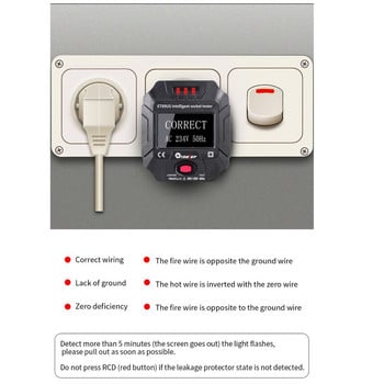 TOOLTOP ET89 Socket Detector Φορητή ψηφιακή οθόνη Ελεγκτής ηλεκτρικής πρίζας Τάση συχνότητας Δοκιμή καλωδίωσης RCD EU / ΗΠΑ