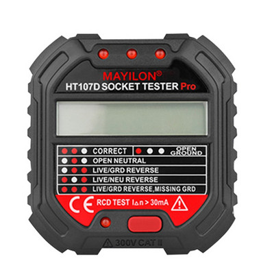 MAYILON HT107B kontaktligzdas testera sprieguma pārbaudes ligzdas detektors 90-250V automātiskās elektriskās ķēdes polaritātes sprieguma detektors