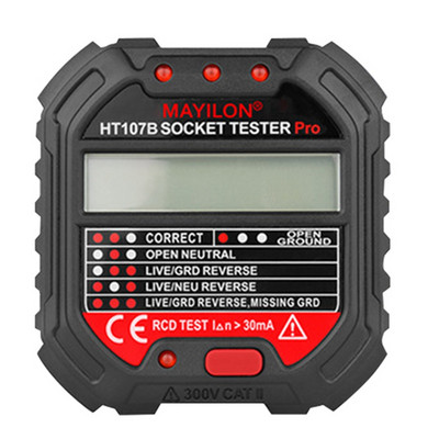 MAYILON HT107B kontaktligzdas testera sprieguma pārbaudes ligzdas detektors 90-250V automātiskās elektriskās ķēdes polaritātes sprieguma detektors