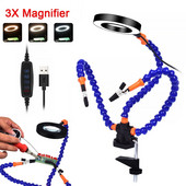 Πάγκος εργασίας επισκευής συγκόλλησης με 3X USB LED μεγεθυντικός φακός βάσης πλακέτας PCB Διεπαφή USB για ηλεκτρονική επισκευή/πλακέτα σταθερού κυκλώματος
