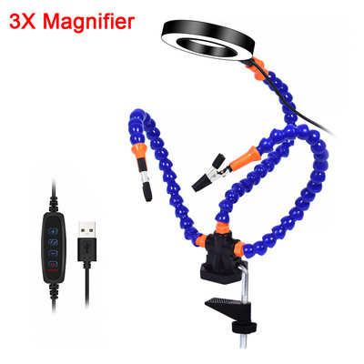 Πάγκος εργασίας επισκευής συγκόλλησης με 3X USB LED μεγεθυντικός φακός βάσης πλακέτας PCB Διεπαφή USB για ηλεκτρονική επισκευή/πλακέτα σταθερού κυκλώματος
